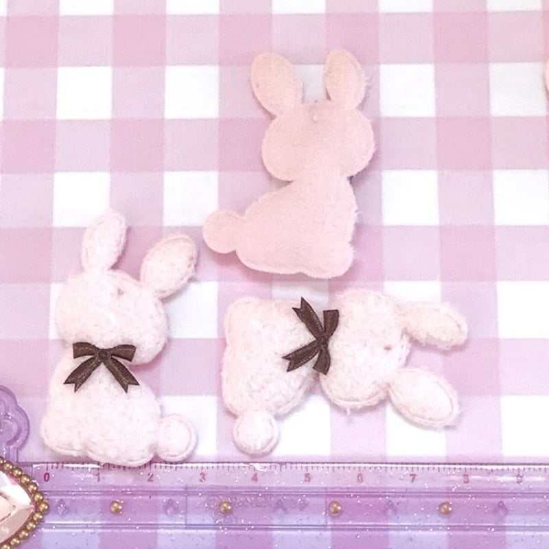 クッションモチーフ うさぎ ピンク 5枚☆ハンドメイド☆パーツ☆素材
