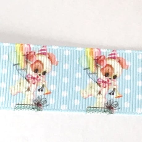 レトロアニマル 犬 リボン 2ヤード☆ハンドメイド☆パーツ☆素材☆キッズアクセサリー☆かわいい☆ゆめかわいい☆パステル☆