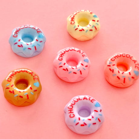 チョコレート ドーナツ デコパーツ 6個☆ハンドメイド☆パーツ☆素材☆キッズアクセサリー☆かわいい☆ゆめかわいい☆パステル☆