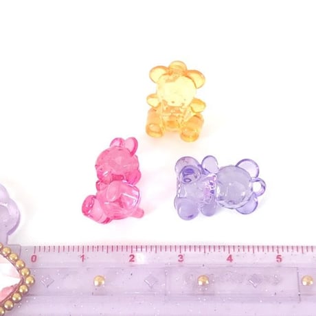 アクリルチャーム お座りくまさん 10個☆ハンドメイド☆パーツ☆素材☆キッズアクセサリー☆かわいい☆ゆめかわいい☆パステル