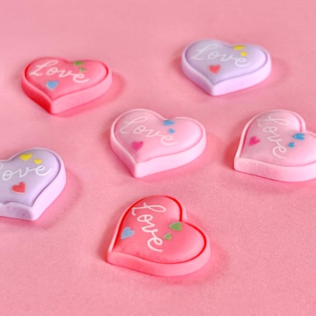 ハート Love デコパーツ 6個  ☆ハンドメイド☆パーツ☆資材☆キッズアクセサリー☆かわいい☆ゆめかわいい☆パステル☆