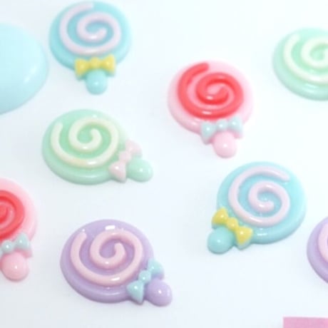 ぺろぺろキャンディ デコパーツ 10個  ☆ハンドメイド☆パーツ☆資材☆キッズアクセサリー☆かわいい☆ゆめかわいい☆パステル☆
