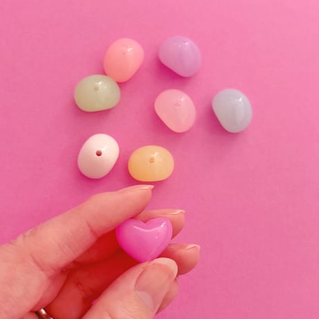 大穴ビーズ  ミルキー ハート 8個 ビーズ ☆カスタムボールペン☆ハンドメイド☆パーツ☆素材☆キッズアクセサリー☆かわいい☆ゆめかわいい☆パステル☆