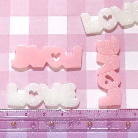 ゆめかわ♡LOVE  デコパーツ 4個☆ハンドメイド☆パーツ☆素材☆キッズアクセサリー☆かわいい☆ゆめかわいい☆パステル☆225