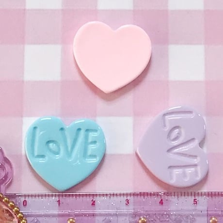 LOVE ハート デコパーツ  8個☆ハンドメイド☆パーツ☆素材☆キッズアクセサリー☆かわいい☆ゆめかわいい☆パステル☆