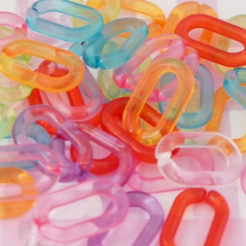 クリア カラフル チェーン リング 20個☆ハンドメイド☆パーツ☆素材