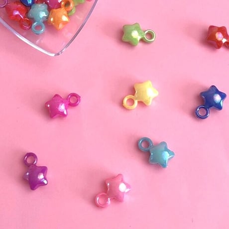 オーロラ ぷっくり星チャーム 20個☆ハンドメイド☆パーツ☆素材☆キッズアクセサリー☆かわいい☆ゆめかわいい☆パステル☆