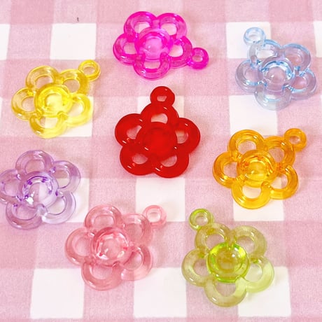 BIG クリア お花 チャーム 10個☆ハンドメイド☆パーツ☆素材☆キッズアクセサリー☆かわいい☆ゆめかわいい☆パステル☆