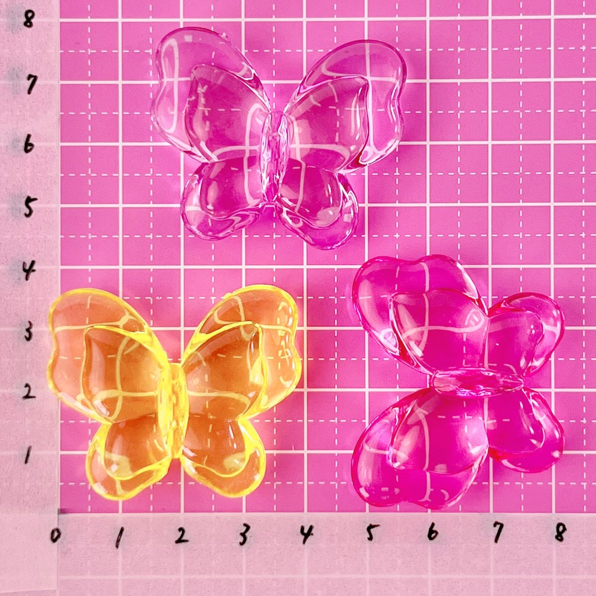 BIG クリア ちょうちょビーズ 8個 ☆ハンドメイド☆パーツ☆素材 