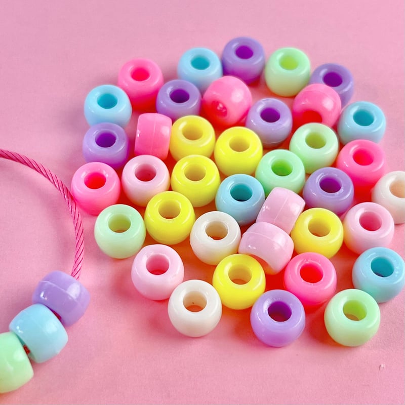パステル ポニー ビーズ ヘアゴム 50個☆ハンドメイド☆パーツ☆素材