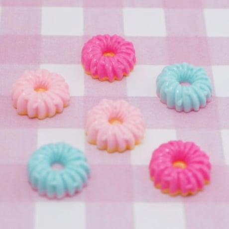 カラフルクルーラー ドーナツ デコパーツ 10個☆ハンドメイド☆パーツ☆素材☆キッズアクセサリー☆かわいい☆ゆめかわいい☆パステル