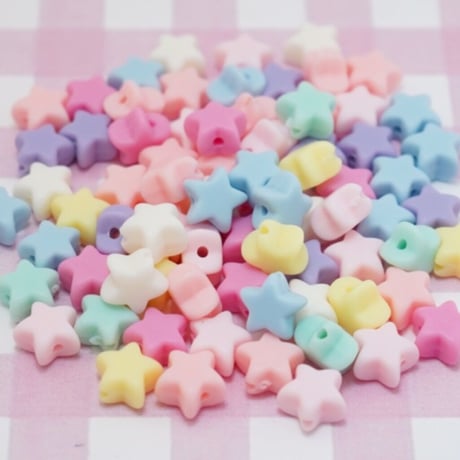 パステル お星さま ビーズ マット 30個 ☆ハンドメイド☆パーツ☆素材☆キッズアクセサリー☆かわいい☆ゆめかわいい☆パステル☆ファンシーぷらんたん