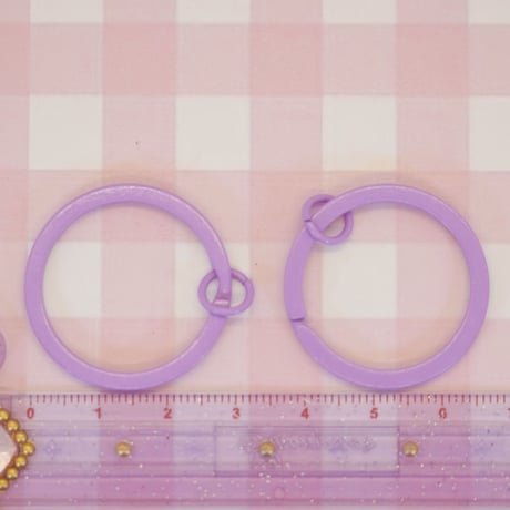 リング  キーホルダー 3個 パープル ☆ハンドメイド☆パーツ☆素材☆キッズアクセサリー☆かわいい☆ゆめかわいい☆パステル☆ファンシーぷらんたん