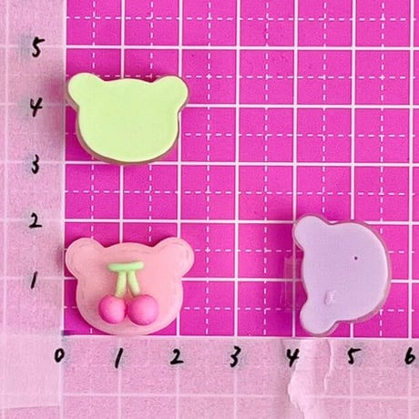 さくらんぼ くまさん デコパーツ 8個  ☆ハンドメイド☆パーツ☆資材☆キッズアクセサリー☆かわいい☆ゆめかわいい☆パステル☆