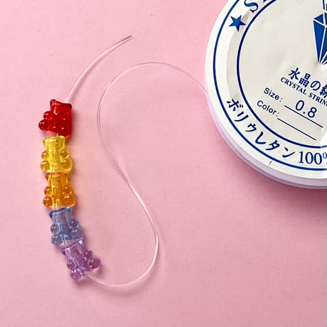 クリアカラー ミニくまビーズ 30個 ☆ハンドメイド☆パーツ☆素材☆キッズアクセサリー☆かわいい☆ゆめかわいい☆パステル☆ファンシーぷらんたん