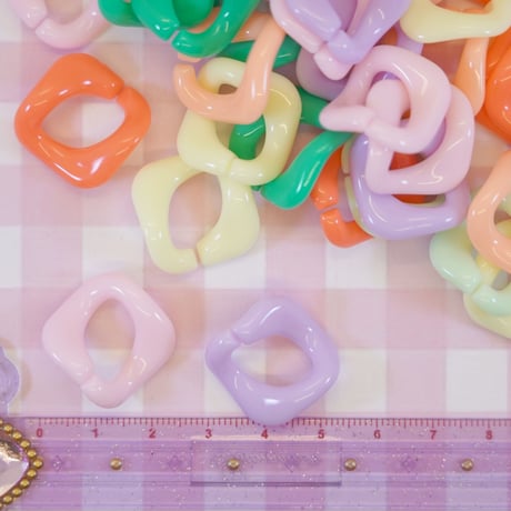 カラフル ツイストリング 20個☆ハンドメイド☆パーツ☆素材☆キッズアクセサリー☆かわいい☆ゆめかわいい☆パステル☆