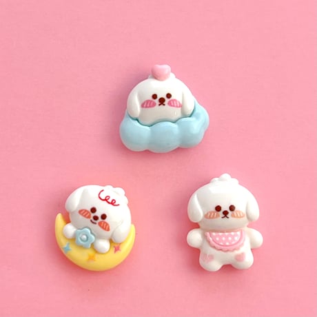 BABY ワンちゃん  デコパーツ ６個 ☆ハンドメイド☆デコパーツ☆素材☆キッズアクセサリー☆かわいい☆ゆめかわいい☆パステル