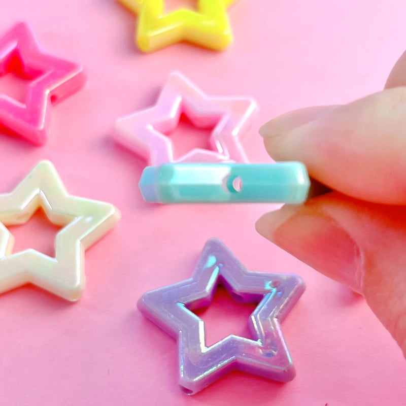 オーロラ くり抜き 星ビーズ 10個☆ハンドメイド☆パーツ☆素材 