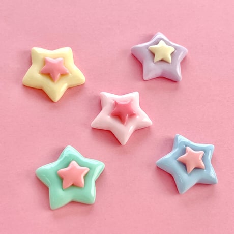 ツイン お星さま デコパーツ 5個 ☆ハンドメイド☆パーツ☆素材☆キッズアクセサリー☆かわいい☆ゆめかわいい☆パステル