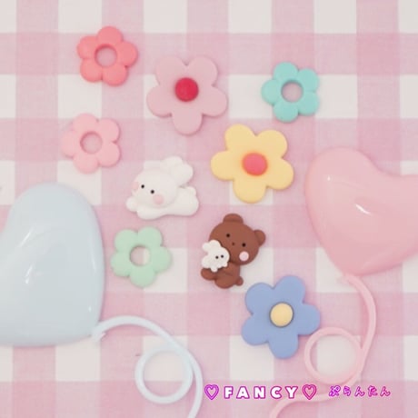 仲良し アニマル デコパーツ 6個☆ハンドメイド☆パーツ☆素材☆キッズアクセサリー☆かわいい☆ゆめかわいい☆パステルふ