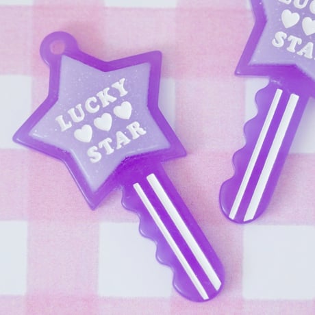 星 カギチャーム パープル 4個 ☆ハンドメイド☆パーツ☆素材☆キッズアクセサリー☆かわいい☆ゆめかわいい☆パステル☆ファンシーぷらんたん