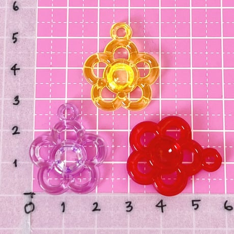 BIG クリア お花 チャーム 10個☆ハンドメイド☆パーツ☆素材☆キッズアクセサリー☆かわいい☆ゆめかわいい☆パステル☆