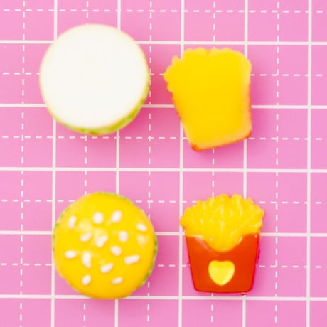 ハンバーガーセット デコパーツ 6個☆ハンドメイド☆パーツ☆素材☆キッズアクセサリー☆かわいい☆ゆめかわいい☆パステル
