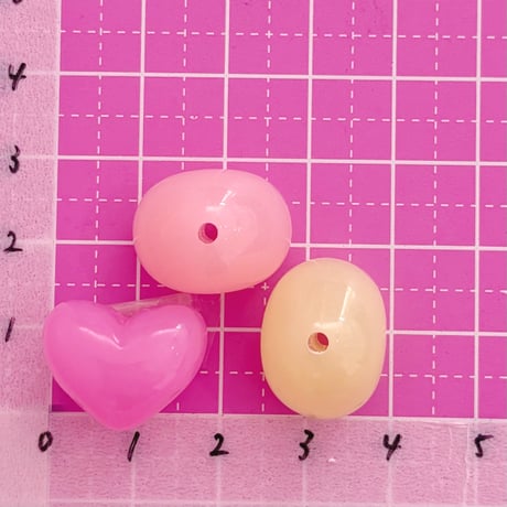 大穴ビーズ  ミルキー ハート 8個 ビーズ ☆カスタムボールペン☆ハンドメイド☆パーツ☆素材☆キッズアクセサリー☆かわいい☆ゆめかわいい☆パステル☆