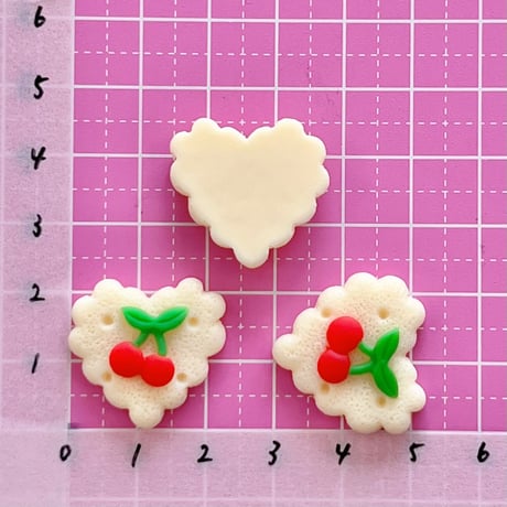 さくらんぼ クッキー デコパーツ 6個  ☆ハンドメイド☆パーツ☆資材☆キッズアクセサリー☆かわいい☆ゆめかわいい☆パステル☆