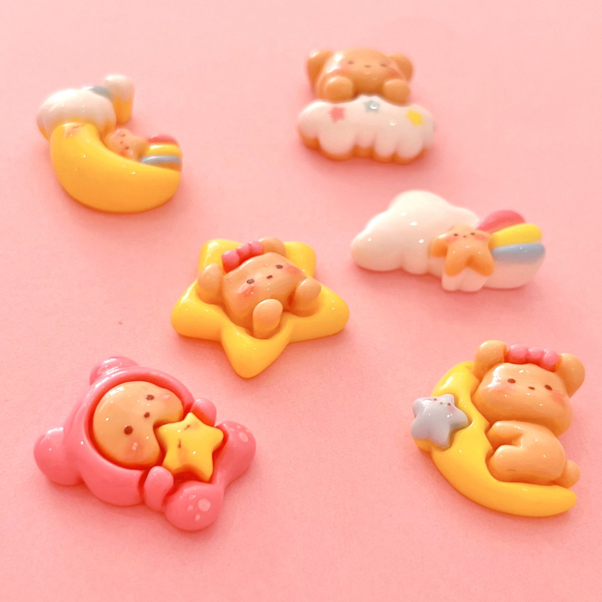 ゆめかわ くまさん ミックス 6個 デコパーツ☆ ハンドメイド☆パーツ