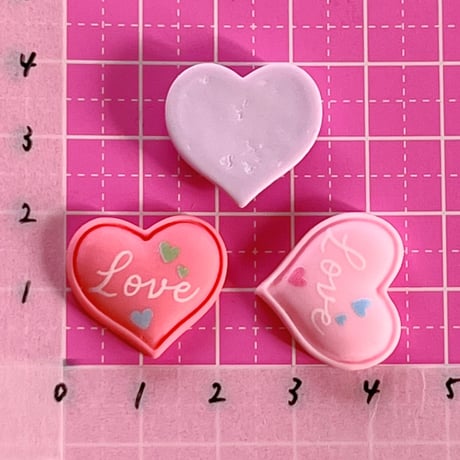 ハート Love デコパーツ 6個  ☆ハンドメイド☆パーツ☆資材☆キッズアクセサリー☆かわいい☆ゆめかわいい☆パステル☆