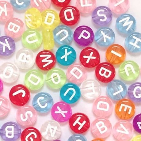 アルファベットビーズ  丸 100個☆ハンドメイド☆パーツ☆素材☆キッズアクセサリー☆かわいい☆ゆめかわいい☆パステル☆245