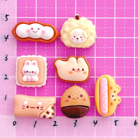 アニマル おやつセット ７個 デコパーツ  チョコレート ☆ ハンドメイド☆ハンドメイドパーツ☆かわいい☆デコ☆デコパーツ ☆ホイップデコ☆ ヘアピン☆ ヘアゴム