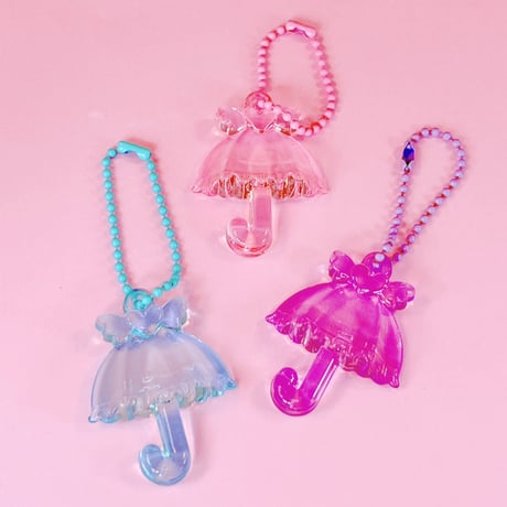 BIG クリア カサ チャーム 7個☆ハンドメイド☆パーツ☆素材☆キッズアクセサリー☆かわいい☆ゆめかわいい☆パステル