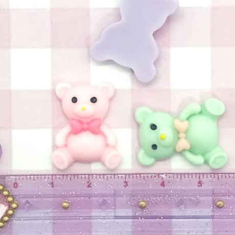 ゆめかわ♡パステルくまさん 6個☆ハンドメイド☆パーツ☆素材☆キッズアクセサリー☆かわいい☆ゆめかわいい☆パステル☆