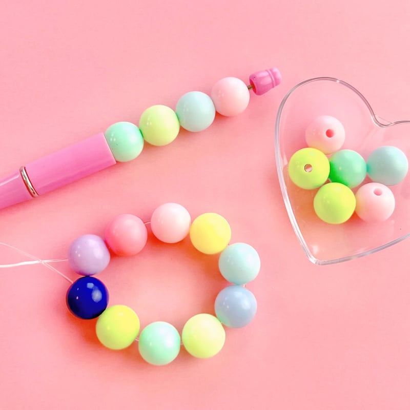 パステル 丸ビーズ 14ミリ 20個☆ハンドメイド☆パーツ☆素材☆キッズ 