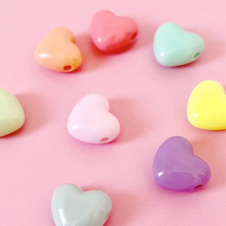 パステル ガムボール ハート ビーズ  20個 ☆ハンドメイド☆パーツ☆素材☆キッズアクセサリー☆かわいい☆ゆめかわいい☆パステル☆ファンシーぷらんたん