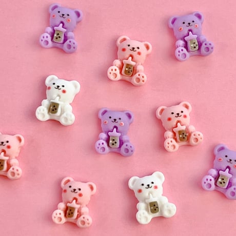 ミニ くまさん ドリンク デコパーツ 10個  ☆ハンドメイド☆パーツ☆資材☆キッズアクセサリー☆かわいい☆ゆめかわいい☆パステル☆