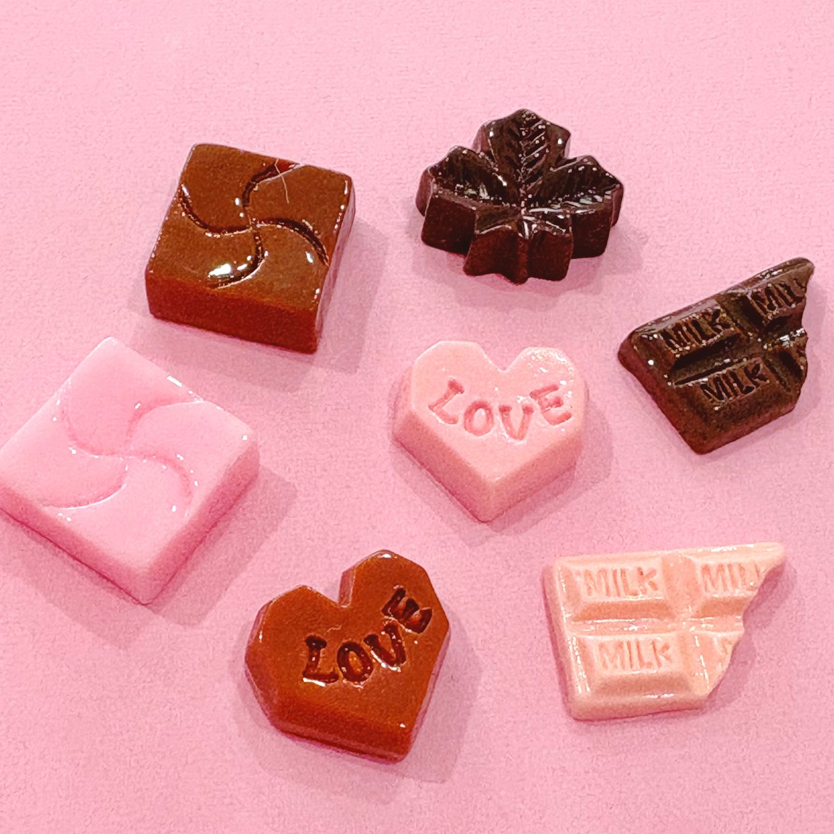 チョコレート MIX デコパーツ 7個 ☆ ハンドメイド☆パーツ☆素材 