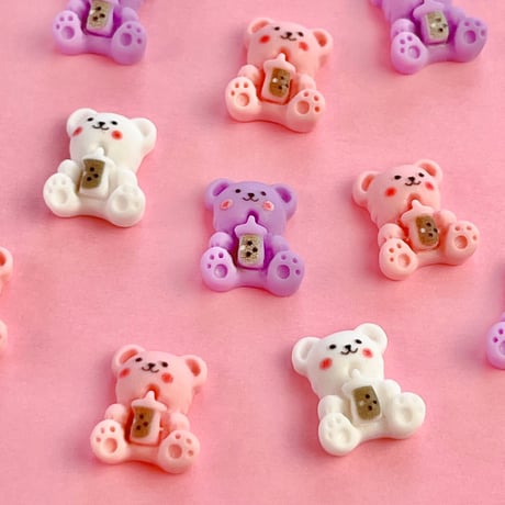 ミニ くまさん ドリンク デコパーツ 10個  ☆ハンドメイド☆パーツ☆資材☆キッズアクセサリー☆かわいい☆ゆめかわいい☆パステル☆