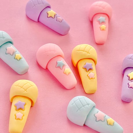 お星さま マイク デコパーツ 8個  ☆ハンドメイド☆パーツ☆資材☆キッズアクセサリー☆かわいい☆ゆめかわいい☆パステル☆