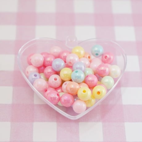 オーロラ パステル 丸ビーズ 8ミリ 20グラム☆ハンドメイド☆パーツ☆素材☆キッズアクセサリー☆かわいい☆ゆめかわいい☆パステル☆デコパーツ☆カボション☆