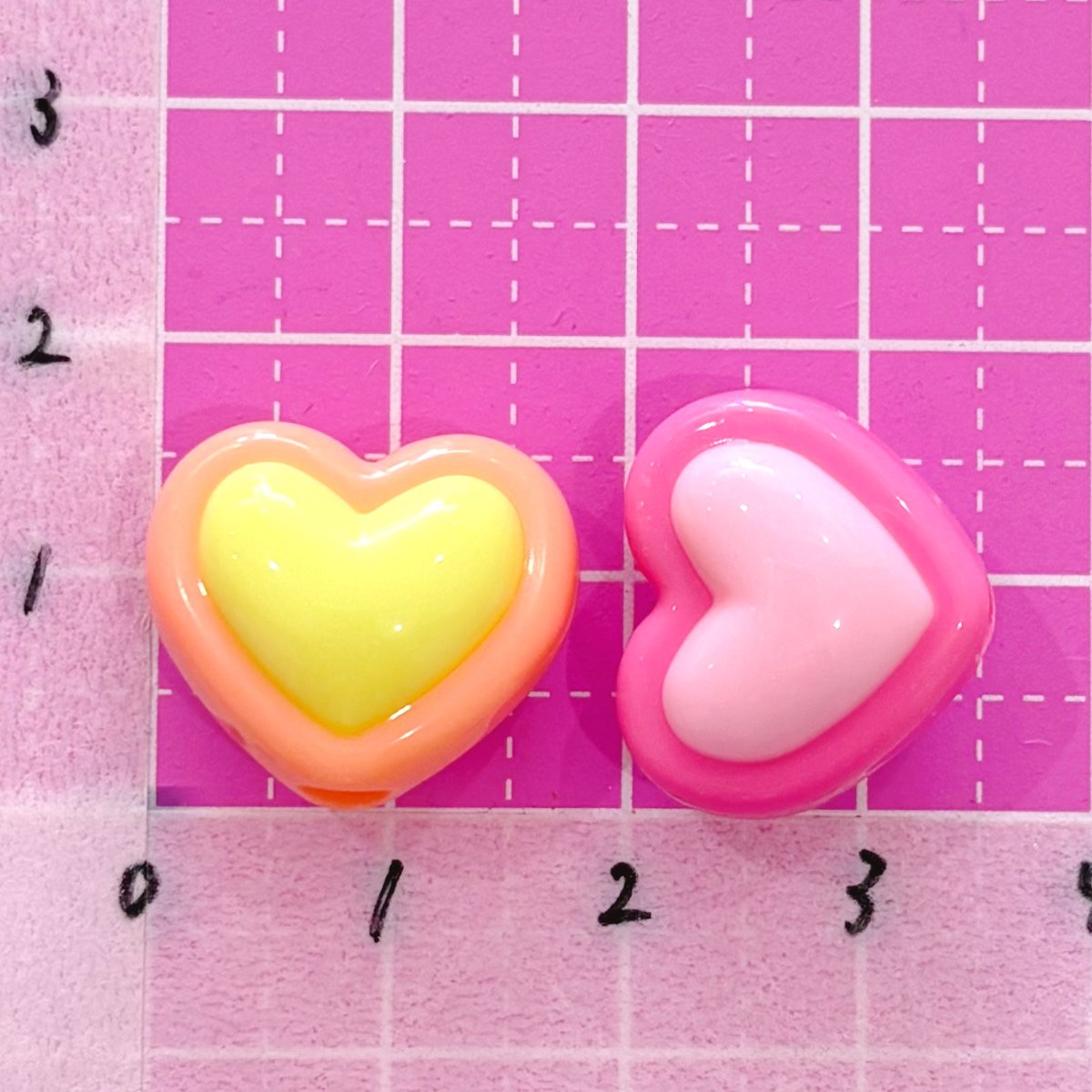 大穴ビーズ ツイン ハート 6個☆カスタムボールペン☆ハンドメイド 