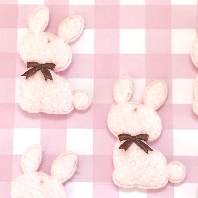 クッションモチーフ うさぎ ピンク 5枚☆ハンドメイド☆パーツ☆素材