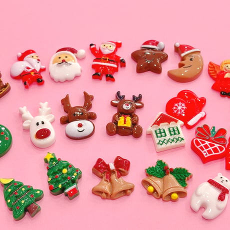 クリスマス デコパーツ ミックス  盛モリ 21 個 ☆ ハンドメイド☆ハンドメイドパーツ☆かわいい☆デコ☆ホイップデコ☆ヘアゴム☆ヘアピン