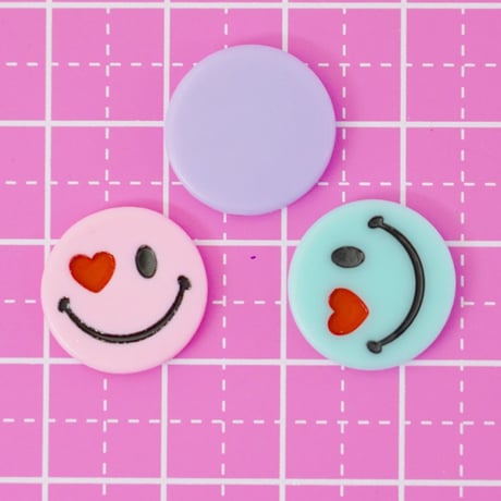 スマイル ハートアイ デコパーツ 10個 ☆ハンドメイド☆パーツ☆素材☆キッズアクセサリー☆かわいい☆ゆめかわいい☆パステル