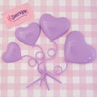 ハートバルーン ケーキトッパー パープル　 4本セット ☆ハンドメイド☆パーツ☆素材☆キッズアクセサリー☆かわいい☆ゆめかわいい☆パステル☆