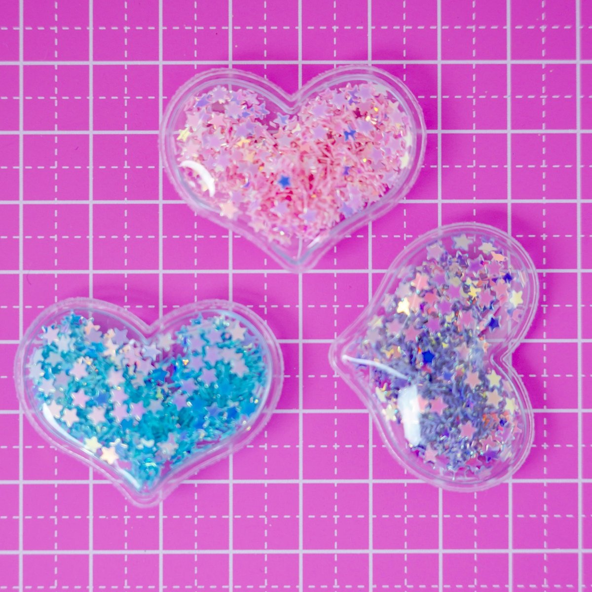 ネイルパーツ   シャカシャカパーツ　ハート シャカシャカ ハート MIX 6個☆ハンドメイド☆パーツ☆素材
