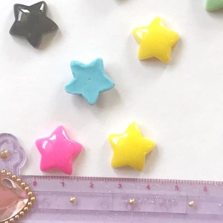 デコパーツ ぷっくり星 12個☆ハンドメイド☆パーツ☆素材☆キッズアクセサリー☆かわいい☆ゆめかわいい☆パステル
