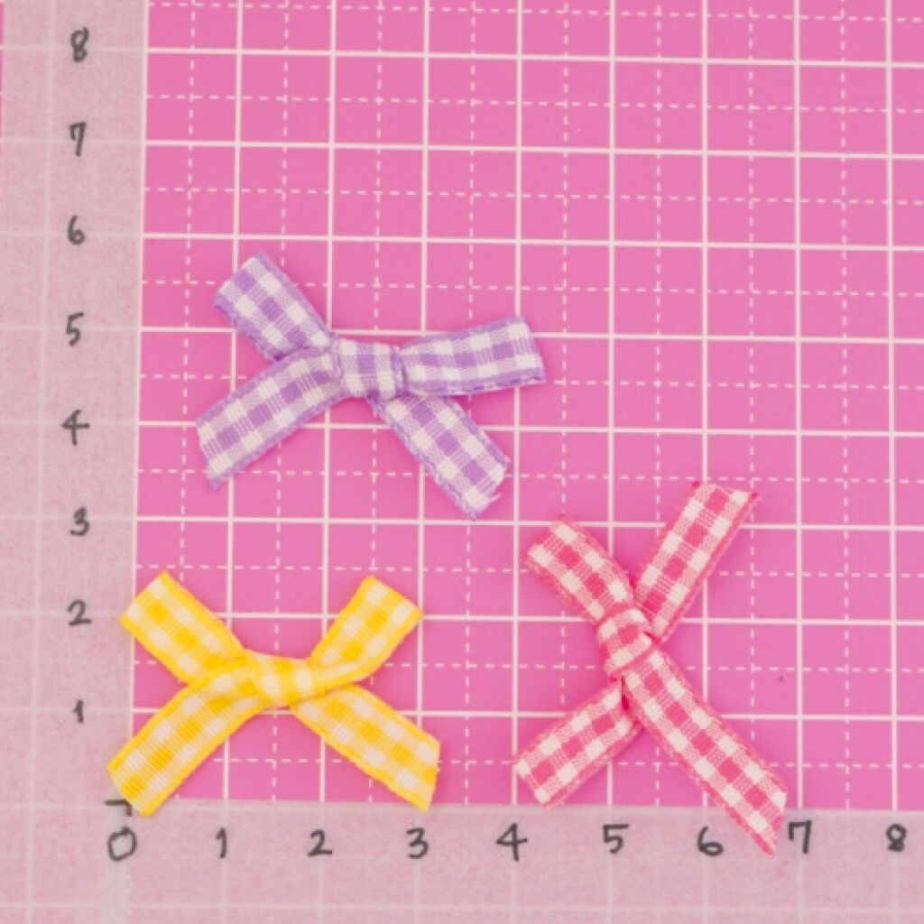 ギンガムチェック 結びリボン 20枚 ☆ハンドメイド☆パーツ☆資材